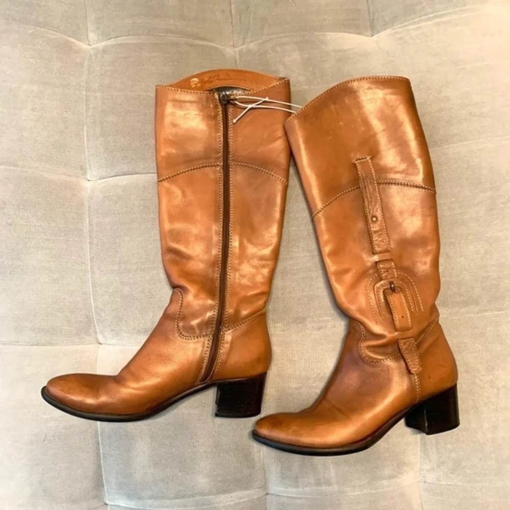 Lavorazione Artigianale Riding equestrian Knee High Leather Boots Shoes Brown 37